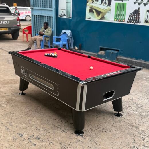 Ceramic coated slate top pool table with special chrome corners.